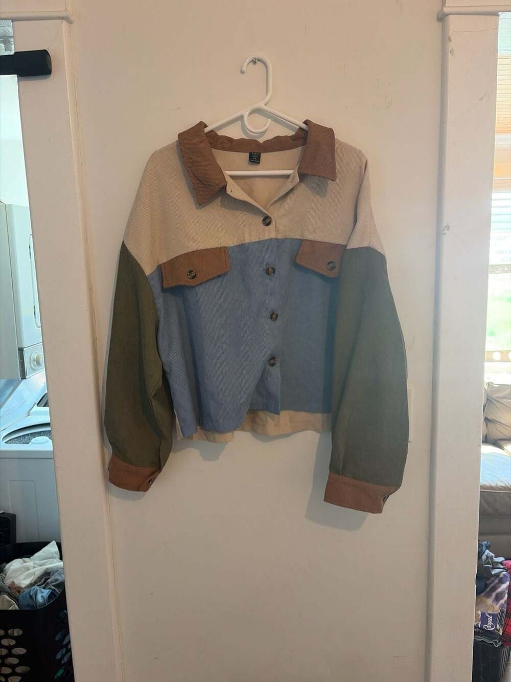 SHEIN CURVE Color Block Corduroy Button Down Shacket Size 3XL